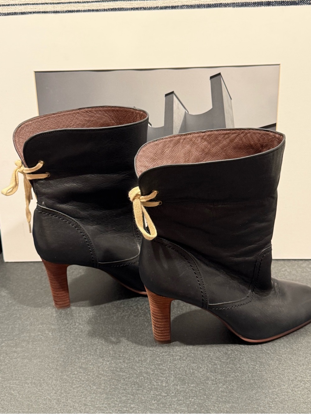 See by Chloe Black Brown Lace Wood Heel Boot EU39.5